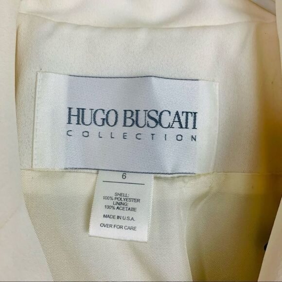 Vintage 80s Hugo Buscati Ivory Lace Trimmed Skirt Suit 2 Piece Set - Picture 11 of 16